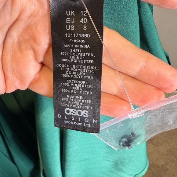 Asos Maternity Elegant Green Floral Embroidered Full Length Dress size 8 - Picture 5 of 6